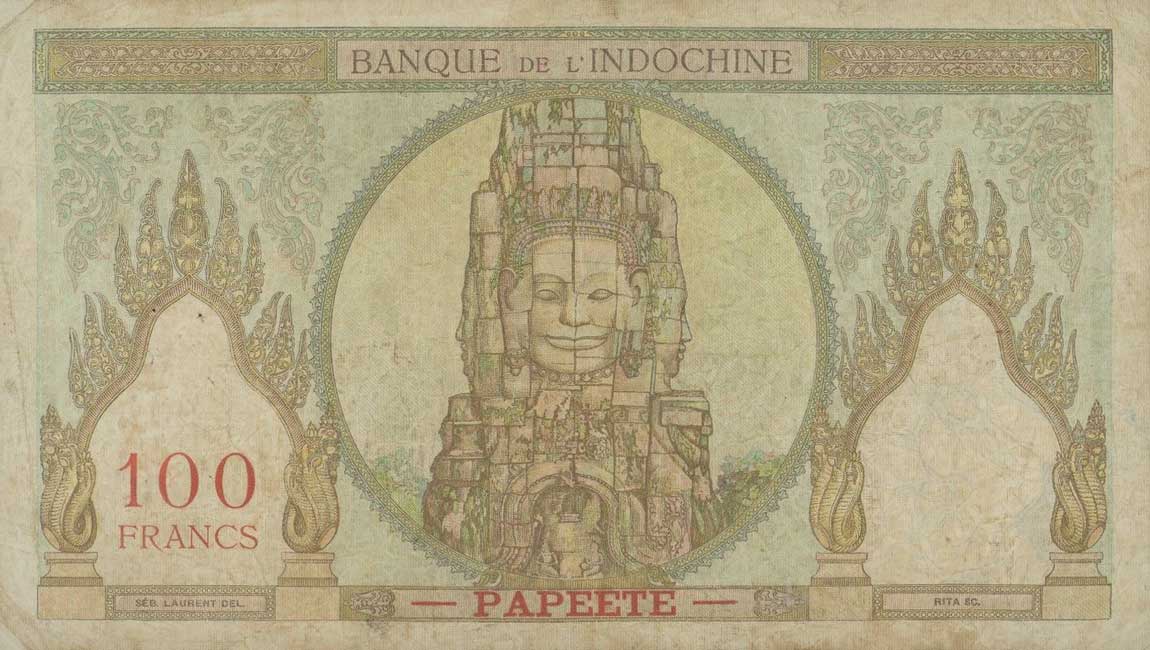 Back of Tahiti p14a: 100 Francs from 1939