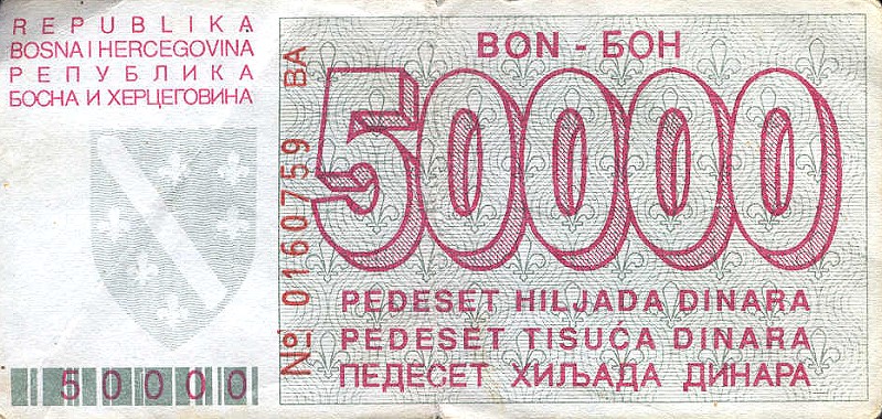 Back of Bosnia and Herzegovina p29a: 50000 Dinara from 1993