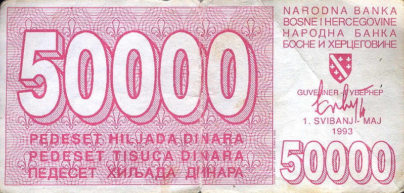 Front of Bosnia and Herzegovina p29a: 50000 Dinara from 1993