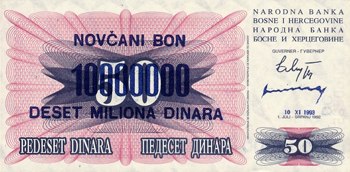Front of Bosnia and Herzegovina p36: 10000000 Dinara from 1993