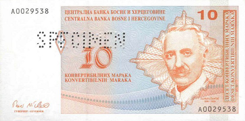 Front of Bosnia and Herzegovina p64s: 10 Convertible Maraka from 1998