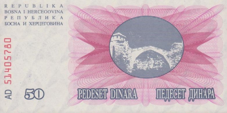 Back of Bosnia and Herzegovina p55b: 50000 Dinara from 1993