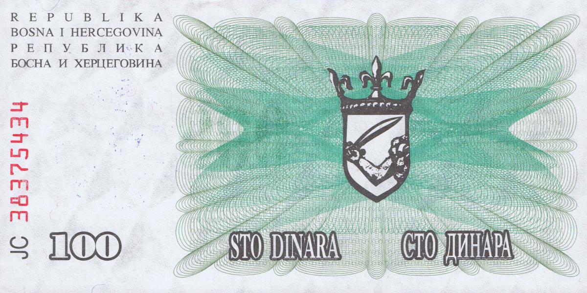 Back of Bosnia and Herzegovina p56i: 100000 Dinara from 1993