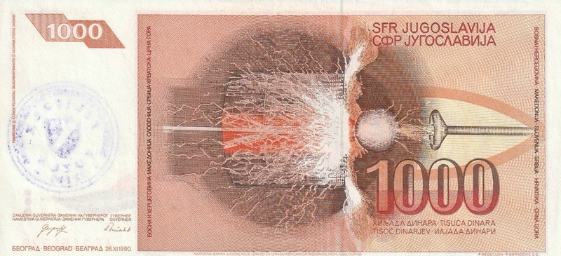 Back of Bosnia and Herzegovina p2d: 1000 Dinara from 1992