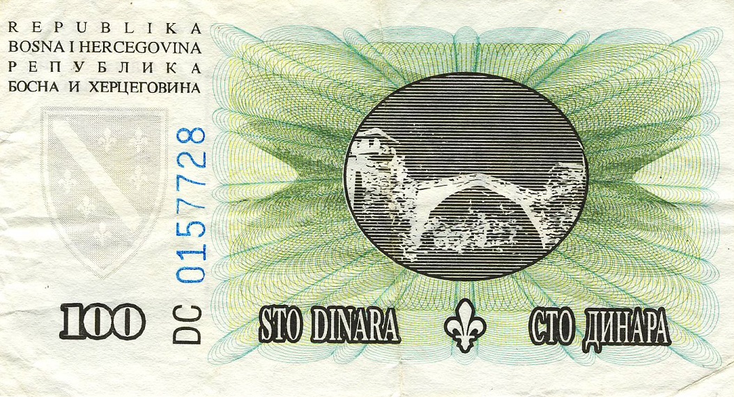 Back of Bosnia and Herzegovina p44a: 100 Dinara from 1994