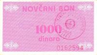 p50c from Bosnia and Herzegovina: 1000 Dinara from 1992