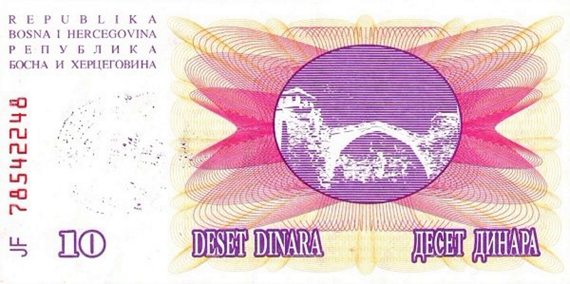 Back of Bosnia and Herzegovina p53e: 10000 Dinara from 1993