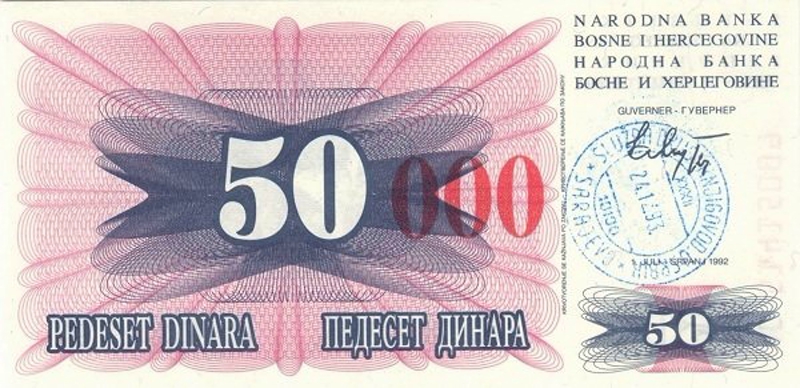 Front of Bosnia and Herzegovina p55h: 50000 Dinara from 1993