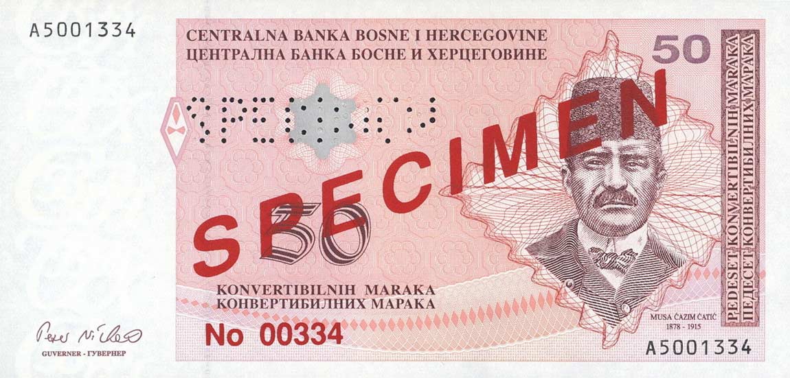 Front of Bosnia and Herzegovina p67s2: 50 Convertible Maraka from 1998