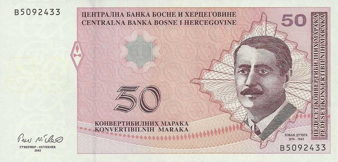 Front of Bosnia and Herzegovina p68b: 50 Convertible Maraka from 2002