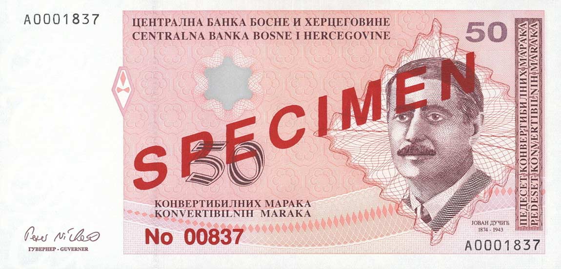 Front of Bosnia and Herzegovina p68s2: 50 Convertible Maraka from 1998