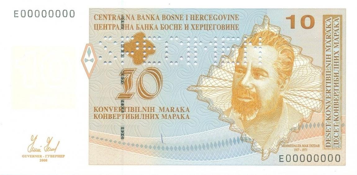 Front of Bosnia and Herzegovina p72s: 10 Convertible Maraka from 2008