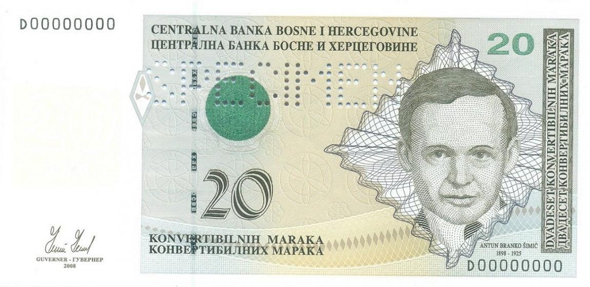 Front of Bosnia and Herzegovina p74s: 20 Convertible Maraka from 2008