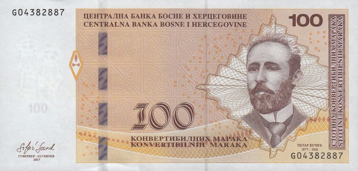 Front of Bosnia and Herzegovina p87b: 100 Convertible Maraka from 2017