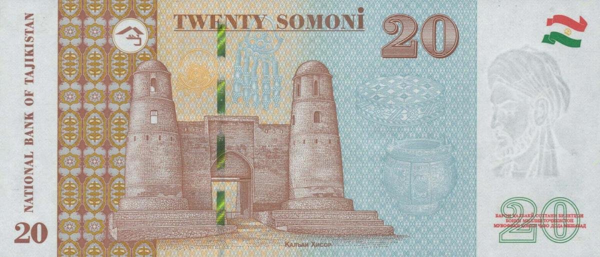 Back of Tajikistan p29a: 20 Somoni from 2018