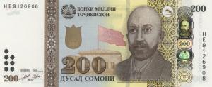 p32c from Tajikistan: 200 Somoni from 2022 p32c from Tajikistan: 200 Somoni from 2022