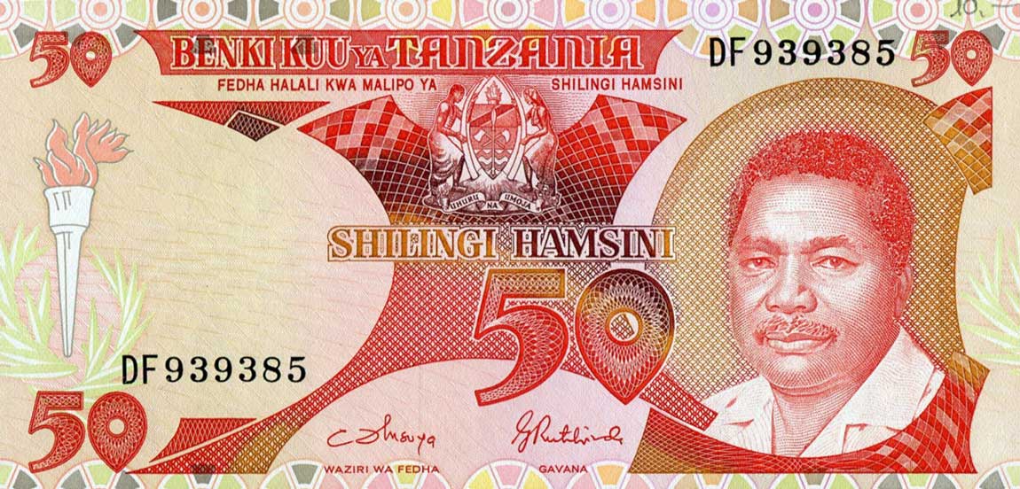 Front of Tanzania p16b: 50 Shilingi from 1986