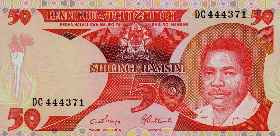 Front of Tanzania p16c: 50 Shilingi from 1986