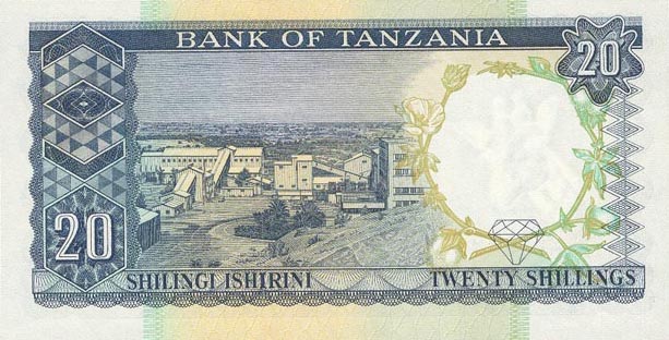 Back of Tanzania p3a: 20 Shillings from 1966