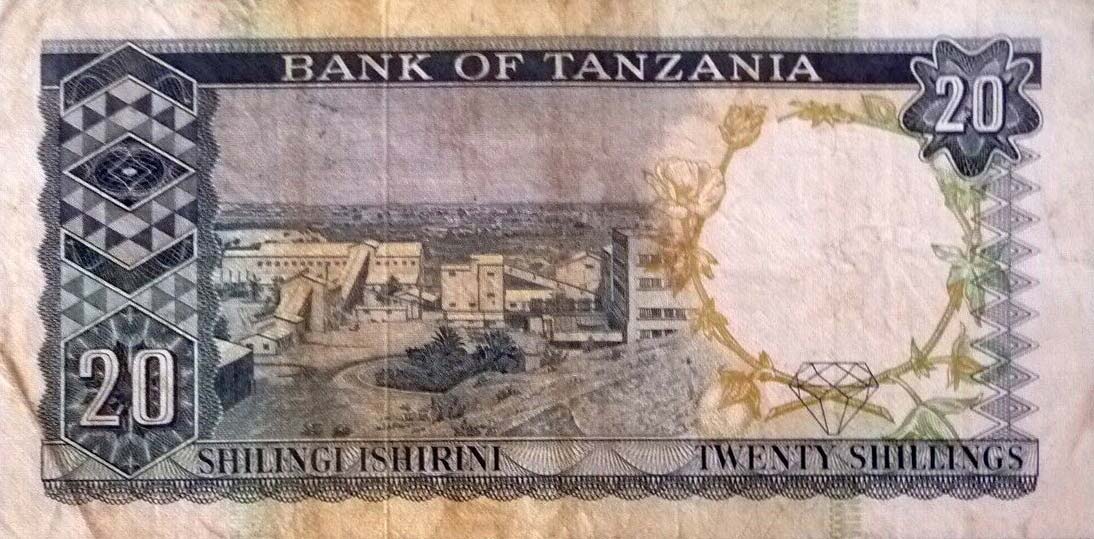 Back of Tanzania p3b: 20 Shillings from 1966