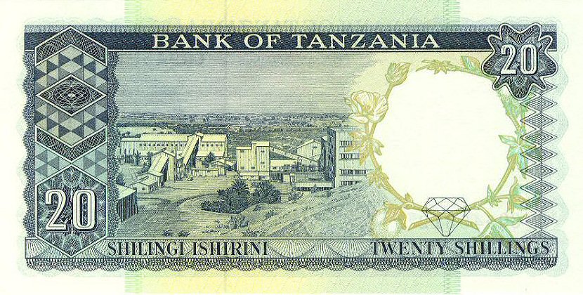 Back of Tanzania p3d: 20 Shillings from 1966