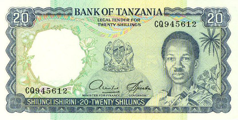 Front of Tanzania p3d: 20 Shillings from 1966