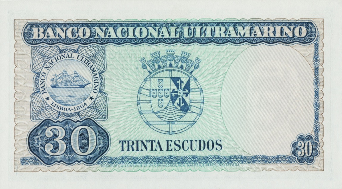 Back of Timor p22a: 30 Escudos from 1959