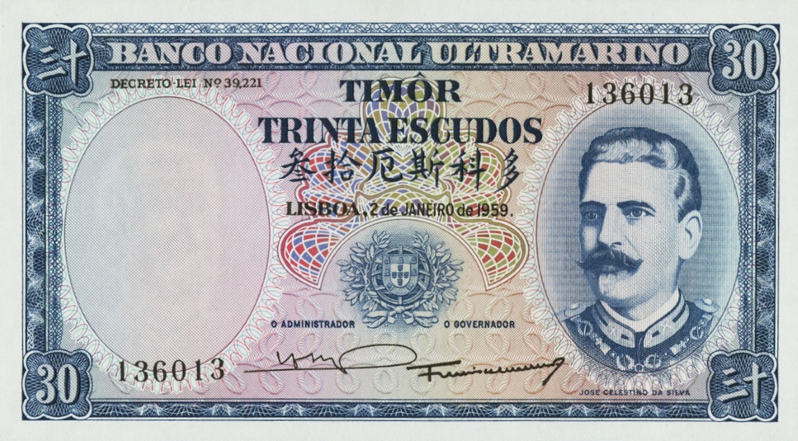Front of Timor p22a: 30 Escudos from 1959