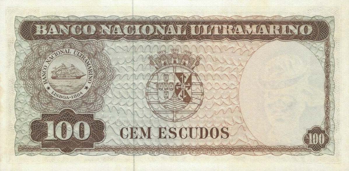 Back of Timor p28a: 100 Escudos from 1963