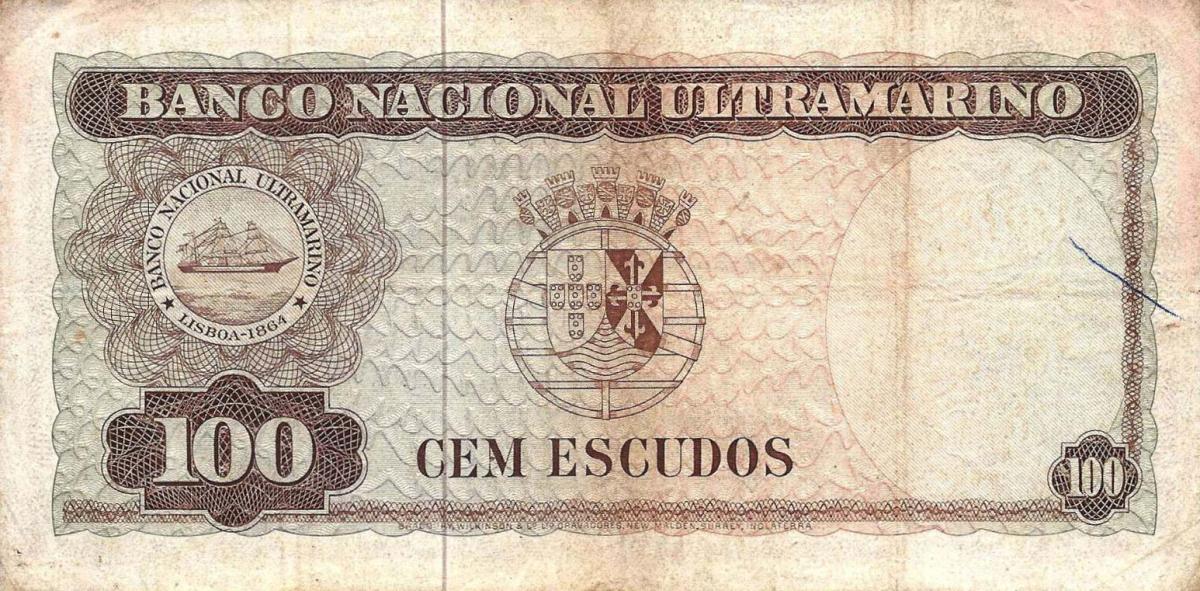 Back of Timor p28d: 100 Escudos from 1963