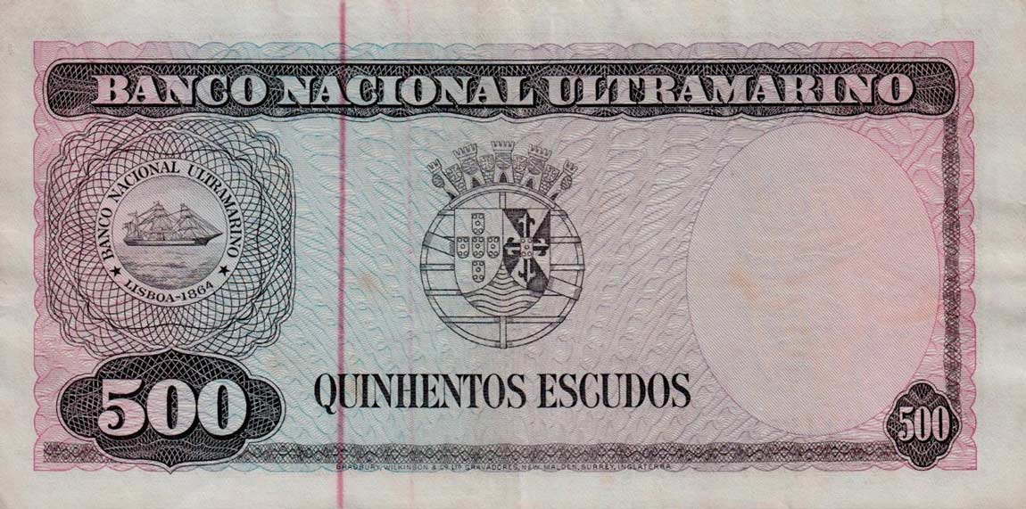 Back of Timor p29a: 500 Escudos from 1963