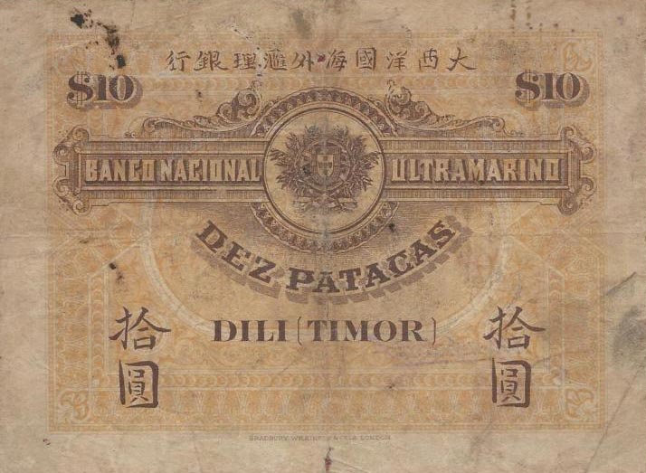 Back of Timor p3: 10 Patacas from 1910