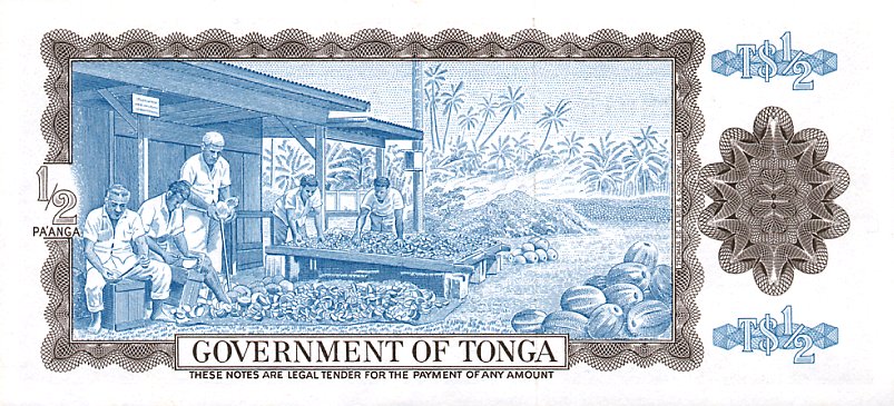 Back of Tonga p13a: 0.5 Pa'anga from 1967