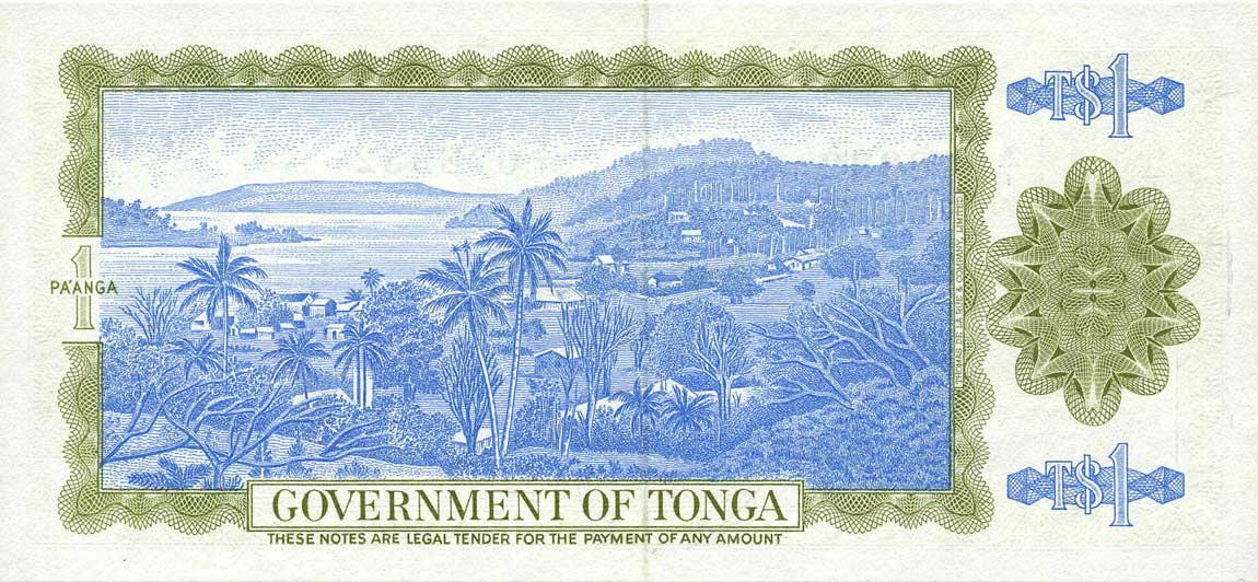 Back of Tonga p14c: 1 Pa'anga from 1970