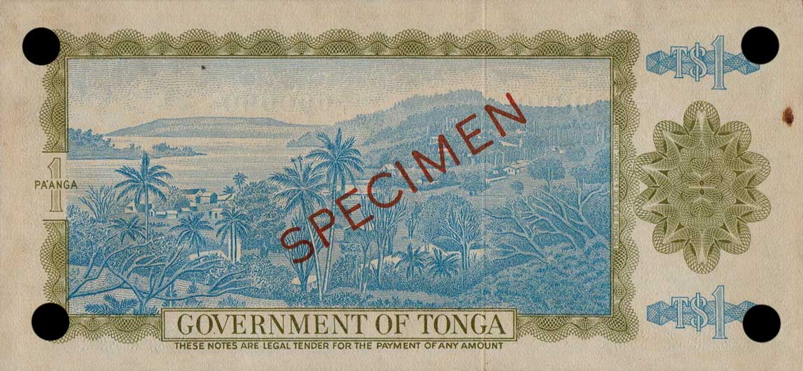 Back of Tonga p14s: 1 Pa'anga from 1967