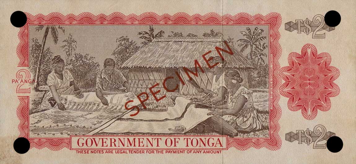 Back of Tonga p15s: 2 Pa'anga from 1967