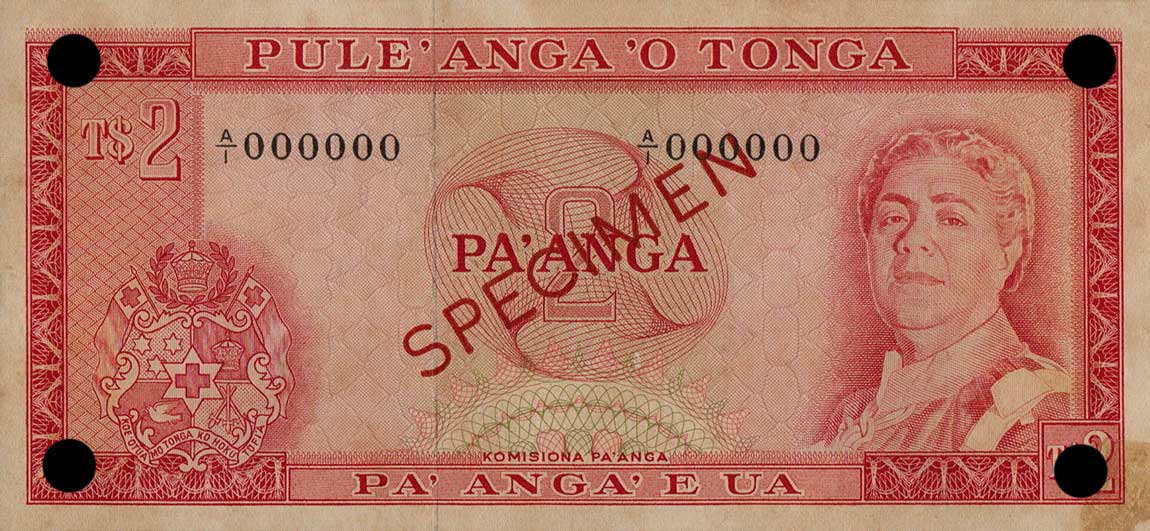 Front of Tonga p15s: 2 Pa'anga from 1967