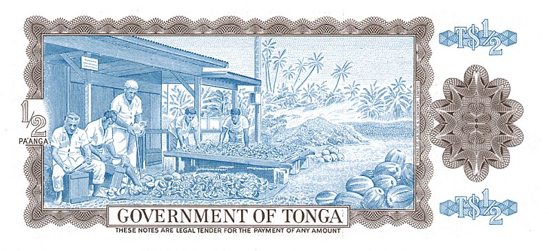 Back of Tonga p18c: 0.5 Pa'anga from 1977