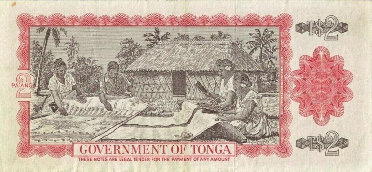 Back of Tonga p20a: 2 Pa'anga from 1974