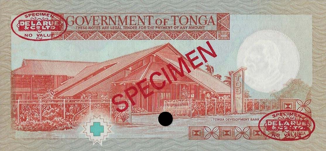 Back of Tonga p23s: 20 Pa'anga from 1985