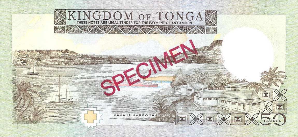 Back of Tonga p24s: 50 Pa'anga from 1988