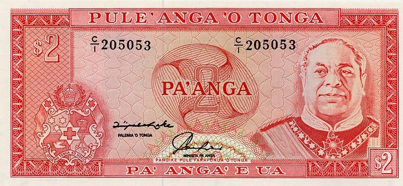 Front of Tonga p26: 2 Pa'anga from 1992