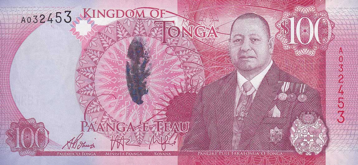 Front of Tonga p49: 100 Pa'anga from 2015