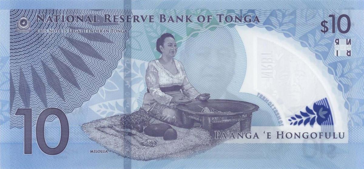 Back of Tonga p52: 10 Pa'anga from 2023