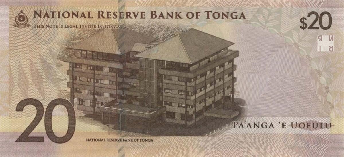 Back of Tonga p53: 20 Pa'anga from 2023