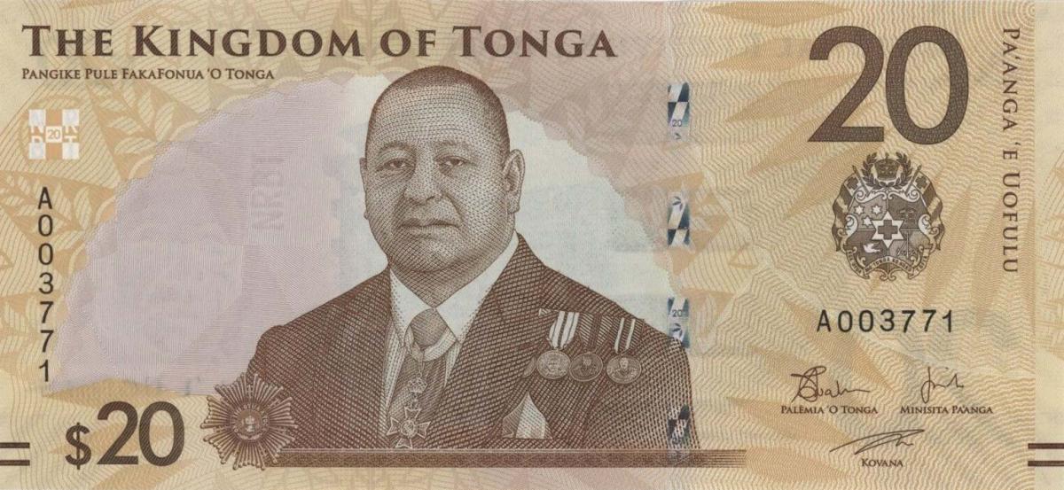 Front of Tonga p53: 20 Pa'anga from 2023