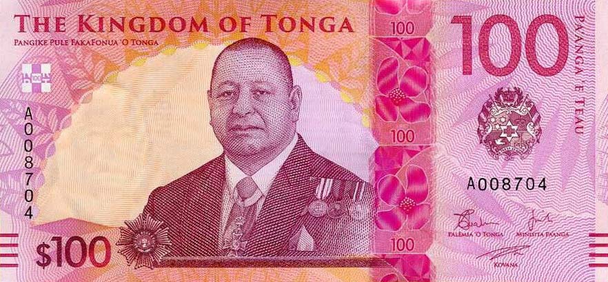 Front of Tonga p55: 100 Pa'anga from 2023