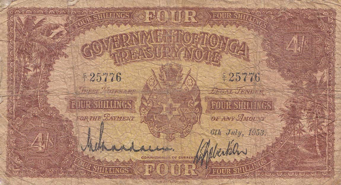 Front of Tonga p9b: 4 Shillings from 1949