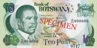 p12s from Botswana: 10 Pula from 1992