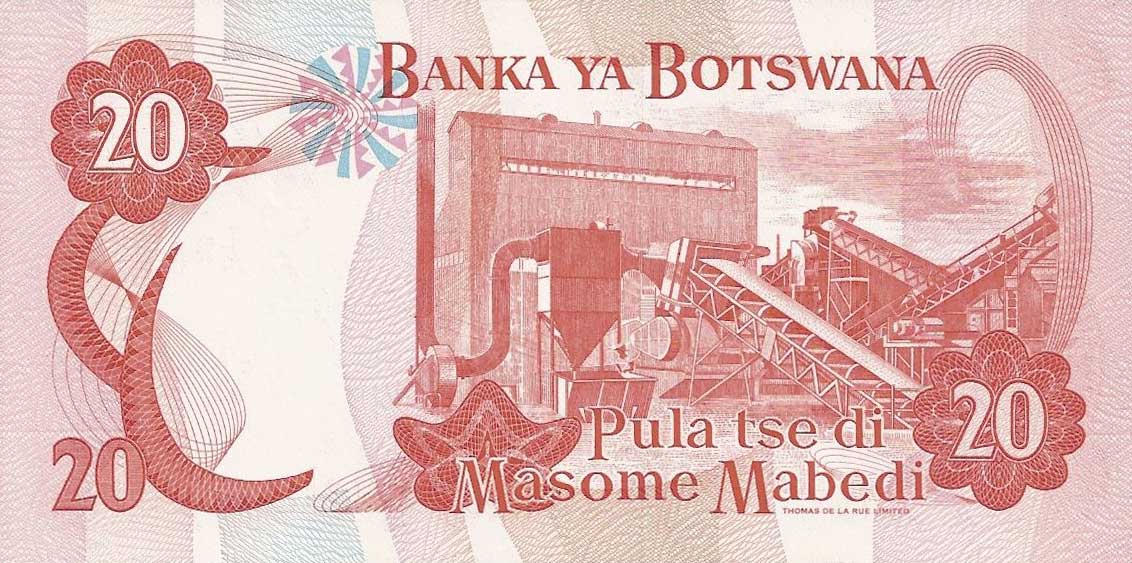 Back of Botswana p18a: 20 Pula from 1997